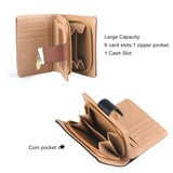 HXT-OAK Women's Leaf Hollow Design PU Leather Wallet with Leaf Pendant 5 Card Slots and ID Window