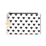 HXT-OAK PU Leather Heart Pattern Ladies Coin Purse,Mini Small Wallet with 3 Card Slots and 1 Zip Organizer,Multifunctional Card Holder with ID Window